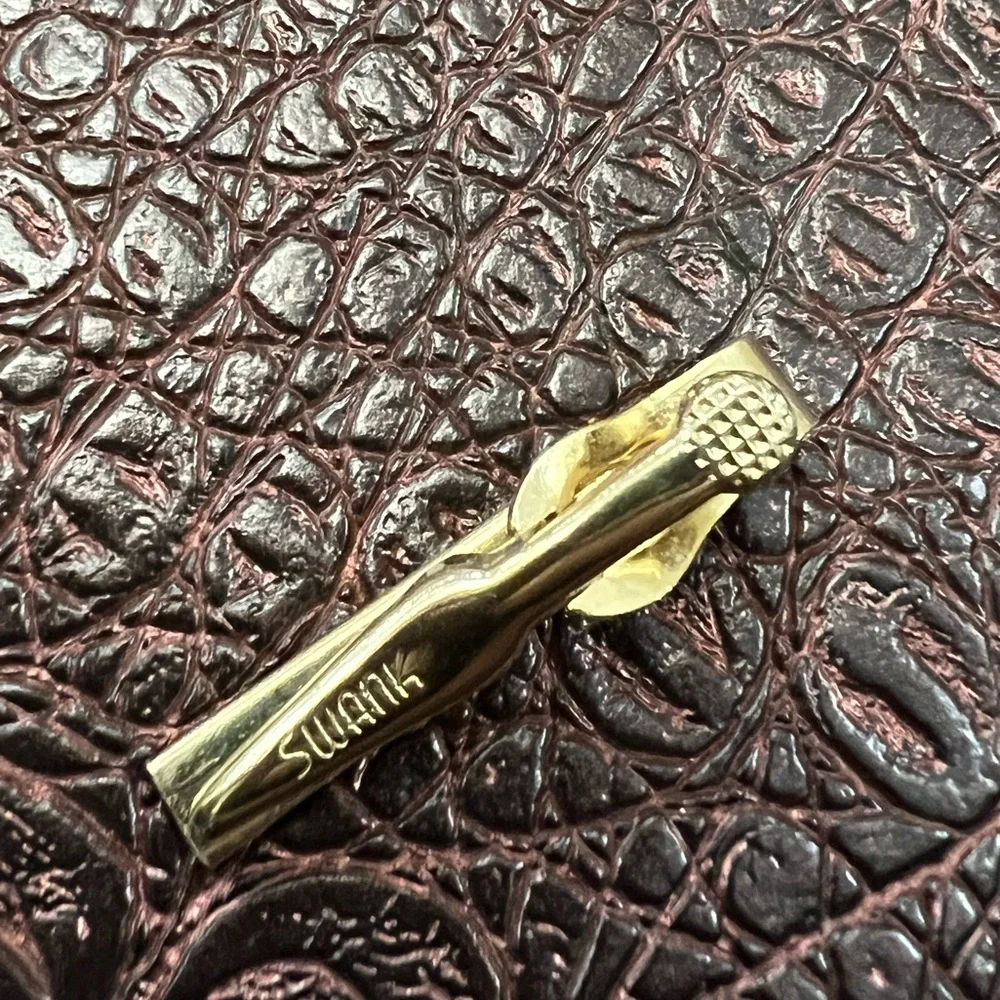 LN Swank tie clip gold tie bar vintage etched holiday Men’s jewelry gift